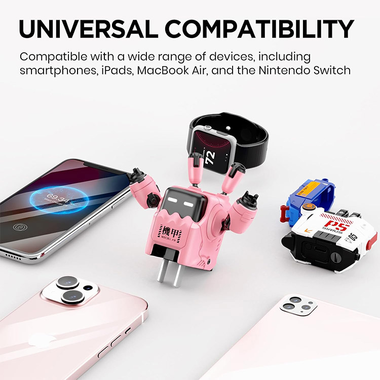 خرید شارژر GravaStar Delta35 - دارای دو شاخه و سه شاخه - صورتی